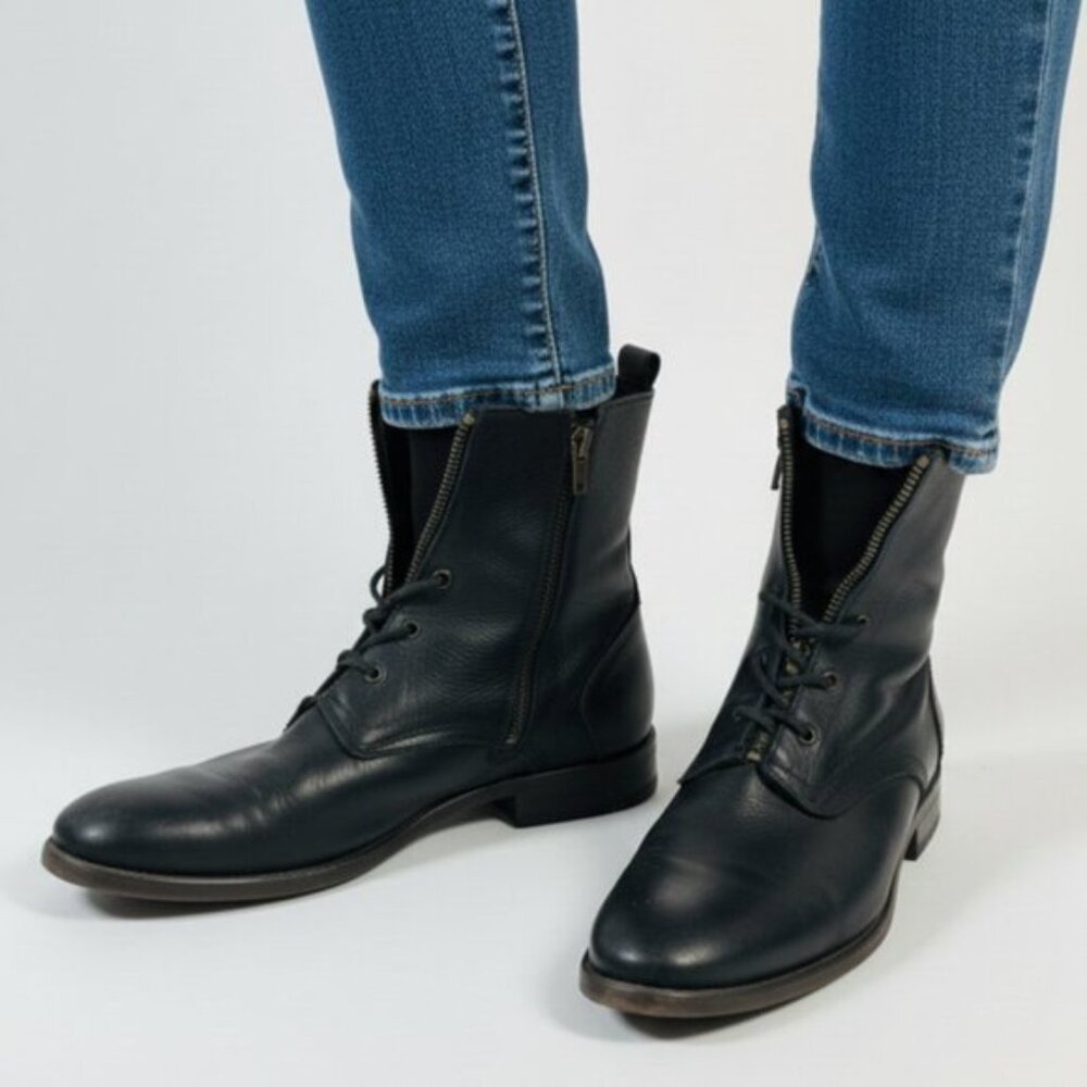 John Fluevog The Headliners "Integrity" Leather Lace-Up Boots - approx.11.5–12.5